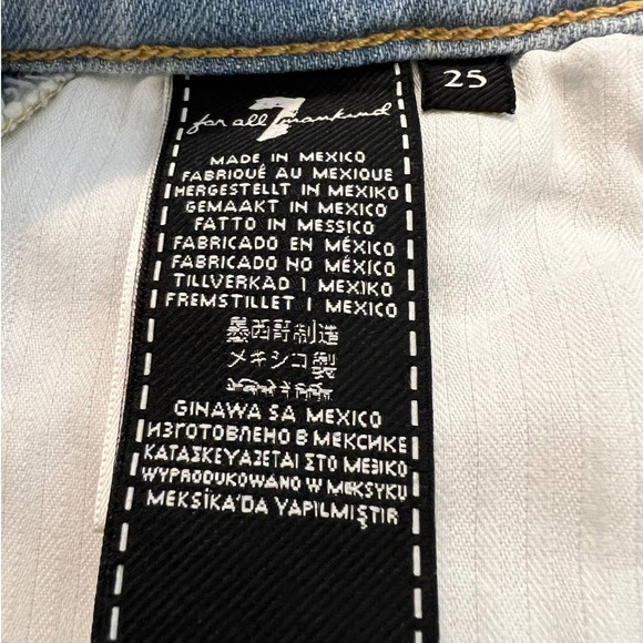 7 For All Mankind Girls Ankle Skinny Jeans Size 25 w/Pink Metallic Fringe - Picture 6 of 8